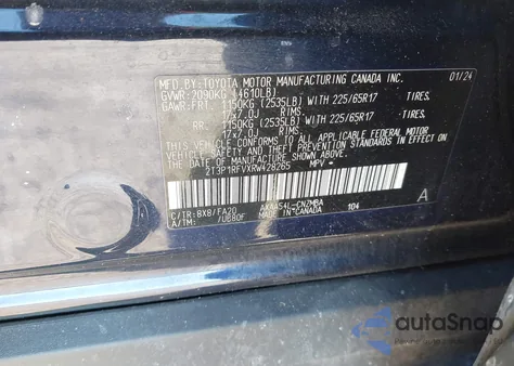 2024 Toyota Rav4 Xle z USA, uszkodzony, nr VIN 2T3P1RFVXRW428265